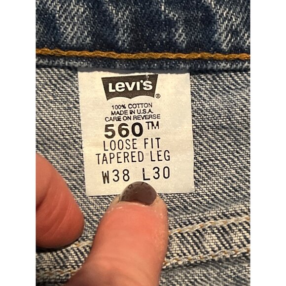 Vintage 90s Levis 560 Loose Fit Tapered Leg Jeans W38 L30 Mens Blue Denim - Picture 6 of 8